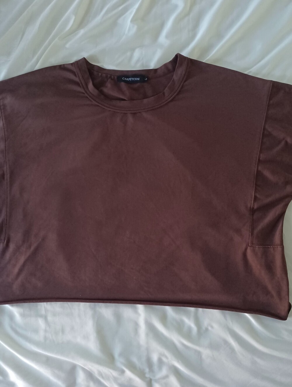 Carpetcom womens Large brown crop top shirt boxy